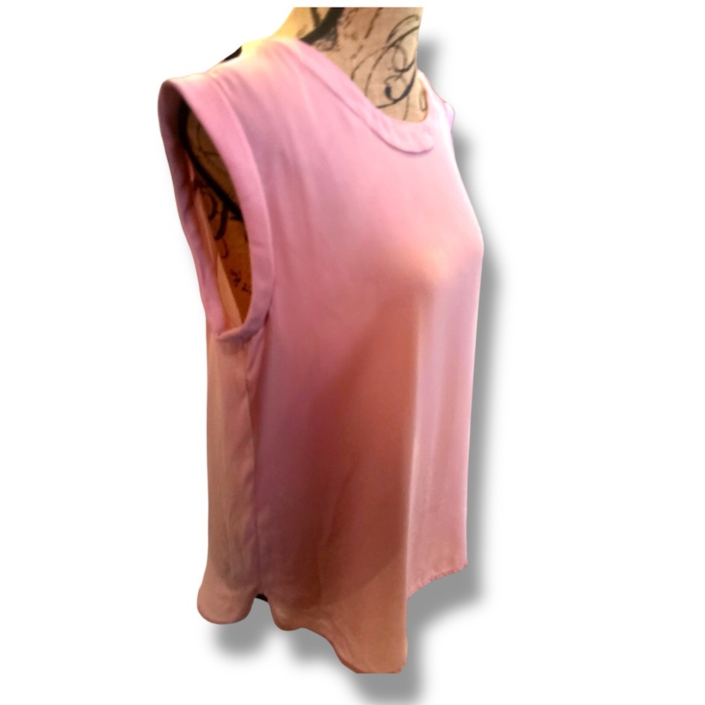 Ann Taylor Blush Dusty Rose Pink Elegant Pink Cap Sleeves Top Blouse Medium - Picture 2 of 13